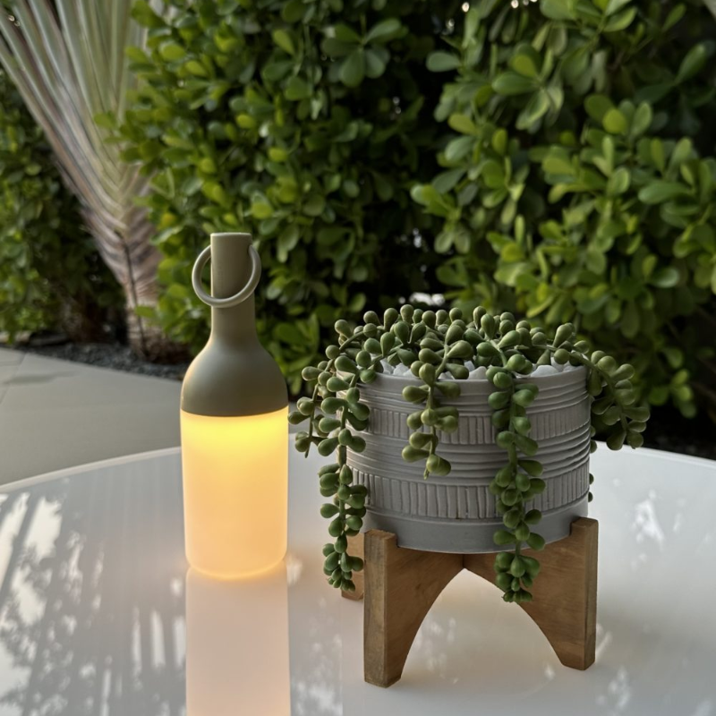 The ELO Baby Portable Table Lamp, Set of 2 by Bina Baitel for DesignerBox in khaki outdoors.