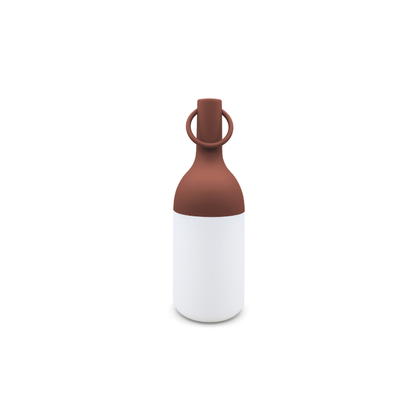 The ELO Baby Portable Table Lamp by Bina Baitel for DesignerBox in terracotta.