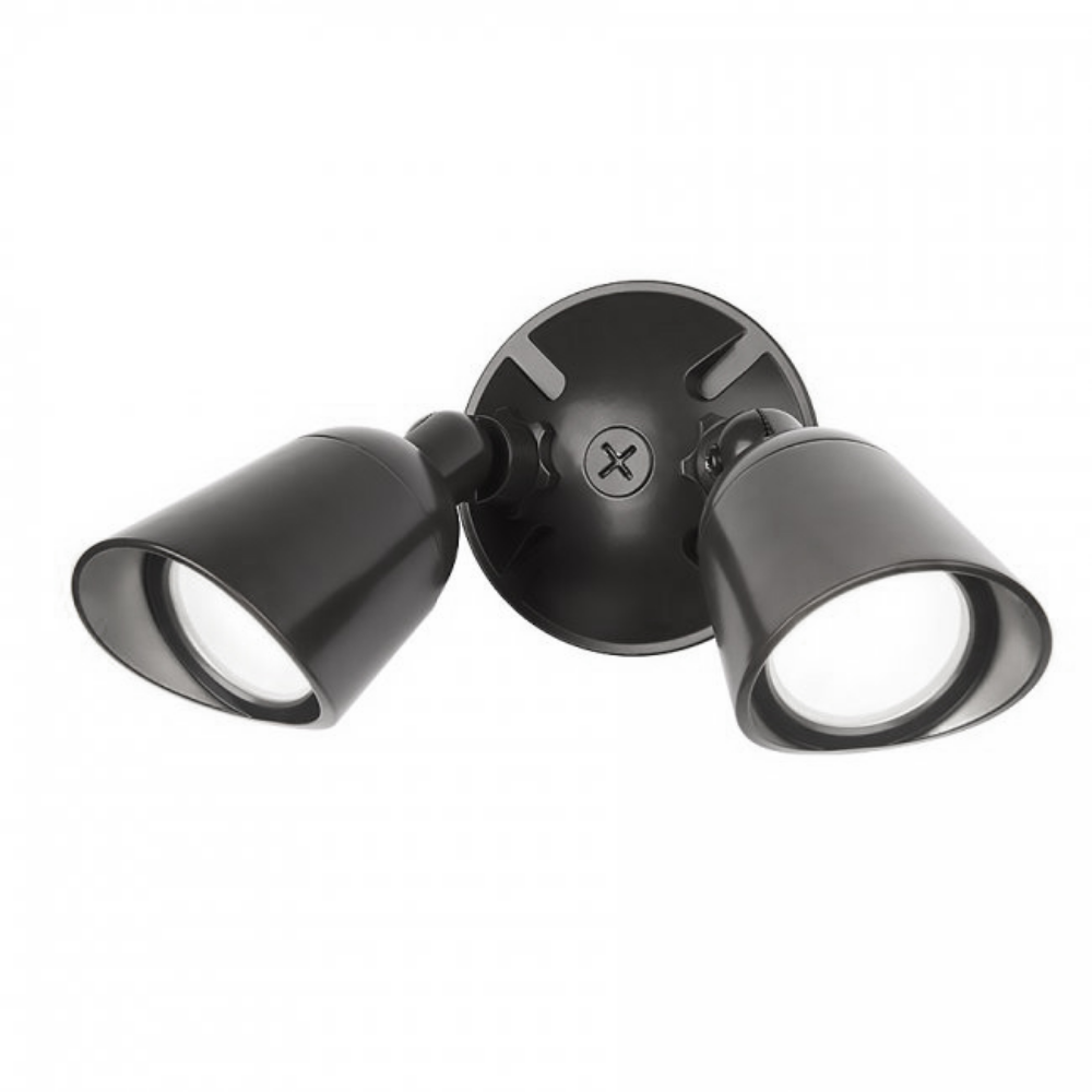 The Endurance Double Spot Wallpack Luminaire in Architectural Black.