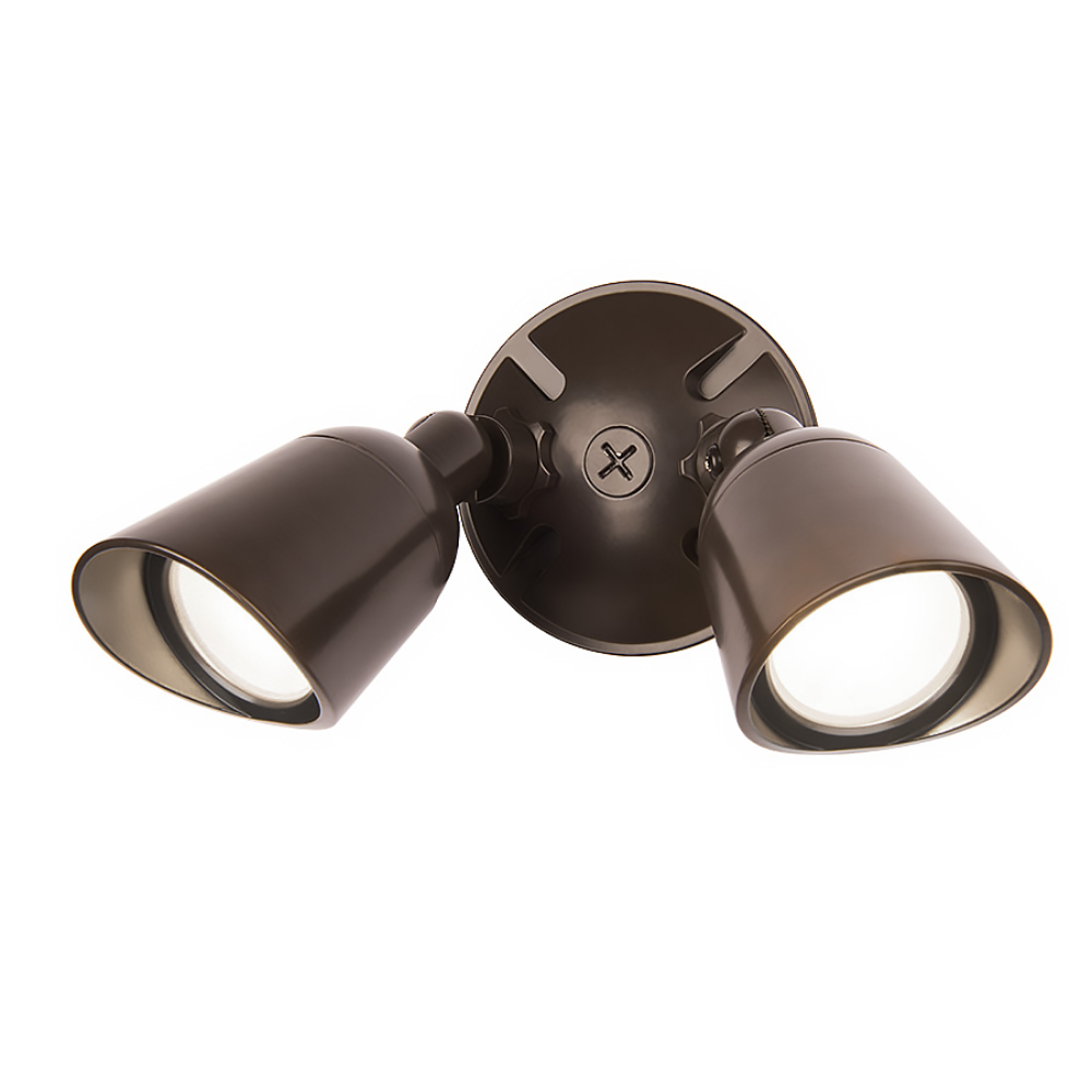 The Endurance Double Spot Wallpack Luminaire in Architectural Bronze.