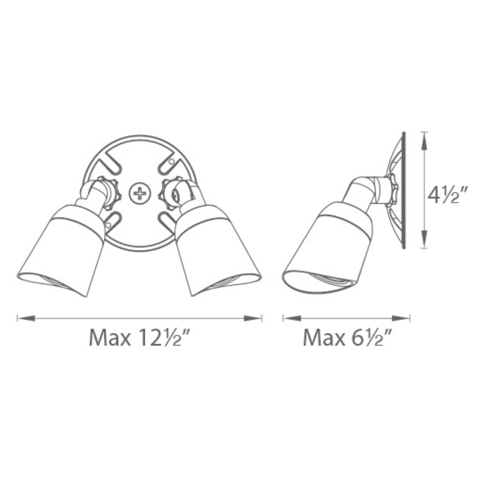 The Endurance Double Spot Wallpack Luminaire by WAC Lighting dimensions.