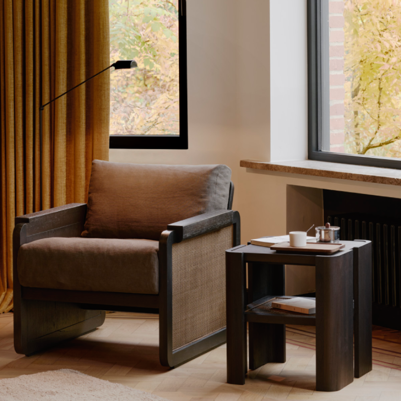 The Panel Side Table from Ethnicraft in a living space.