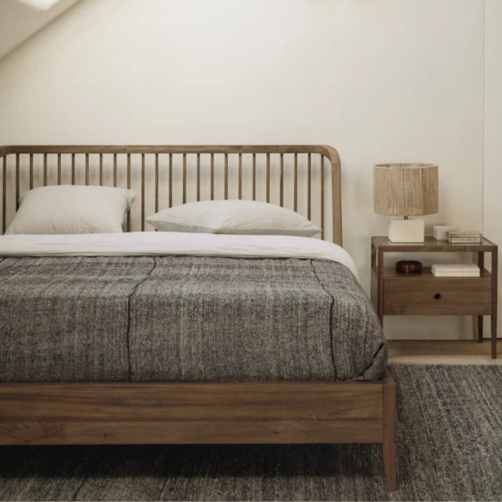 Ethnicraft's Spindle bed frame and nightstands.