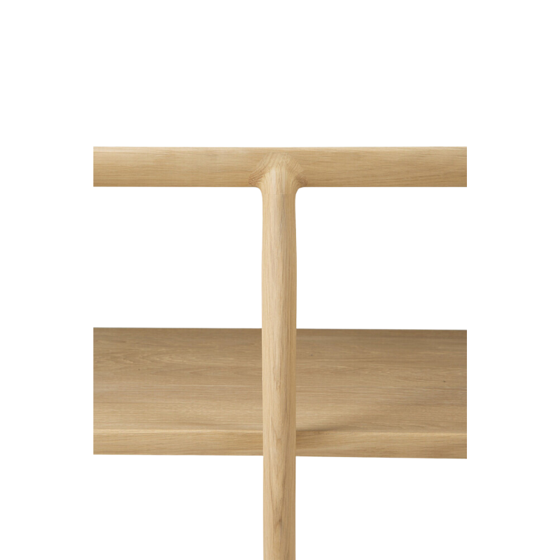 The Bok Coffee Table from Ethnicraft focusing on the shelving.