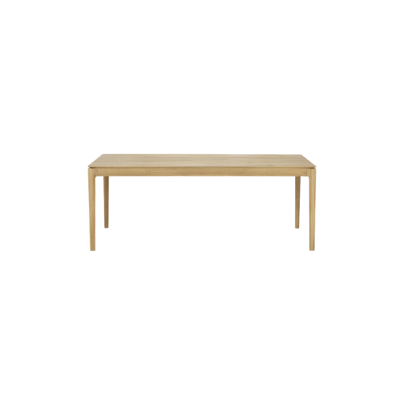 The 79 to 118 inch Bok Extendable Dining Table from Ethnicraft in oak.
