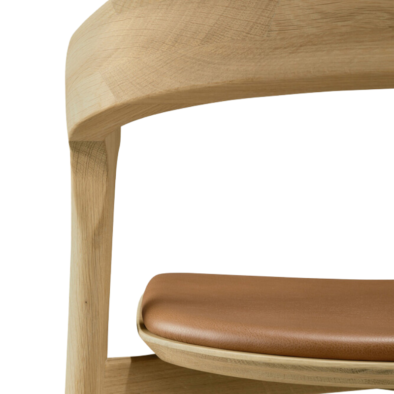 The Bok Upholstered Bar Stool by Ethnicraft backrest close-up.