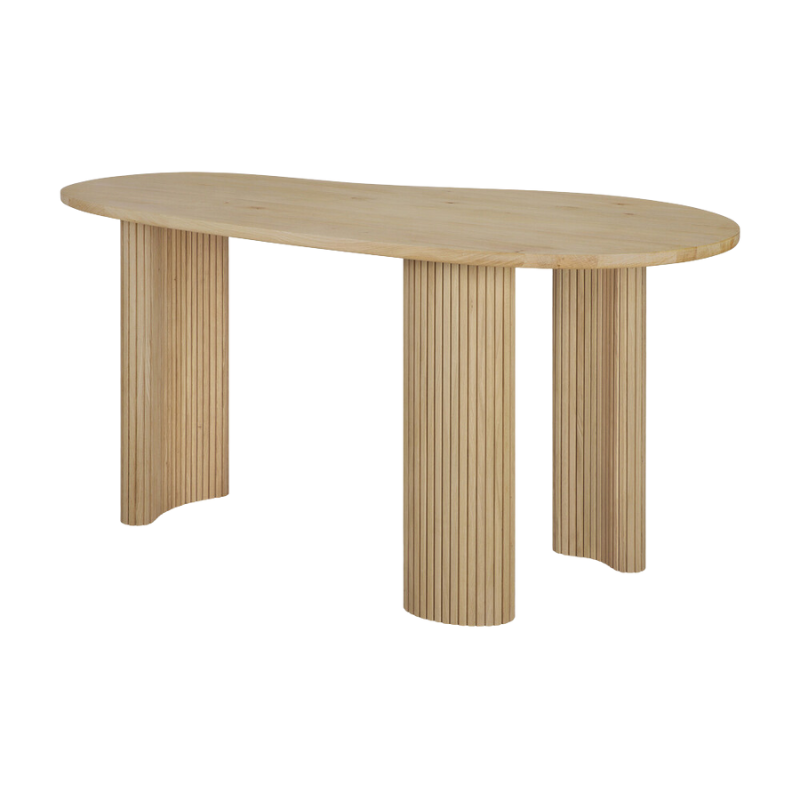 The Boomerang Desk Oak by Ethnicraft from the back.