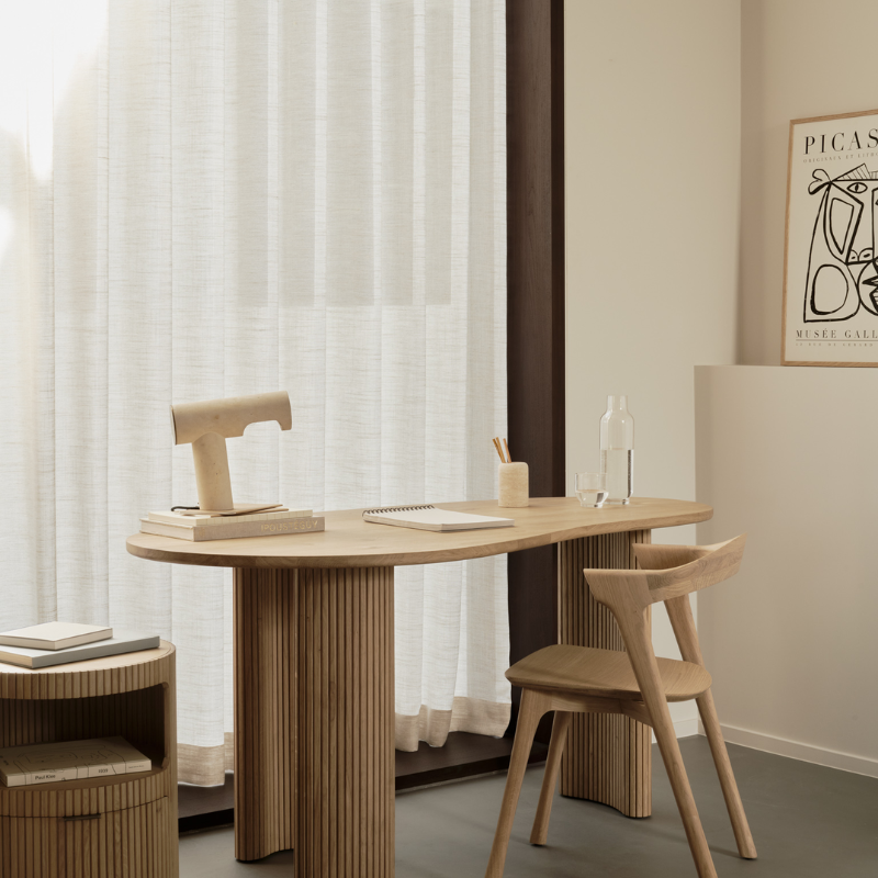 The Boomerang Desk Oak by Ethnicraft in the Study room.