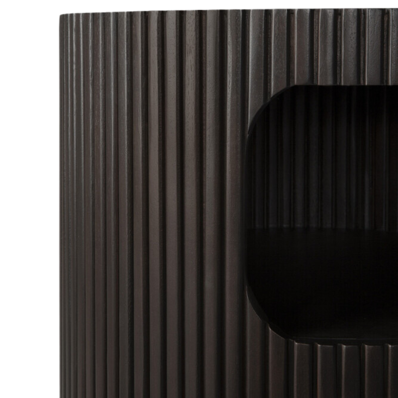 The Boomerang Drawer Unit from Ethnicraft shows the curved wood detail.