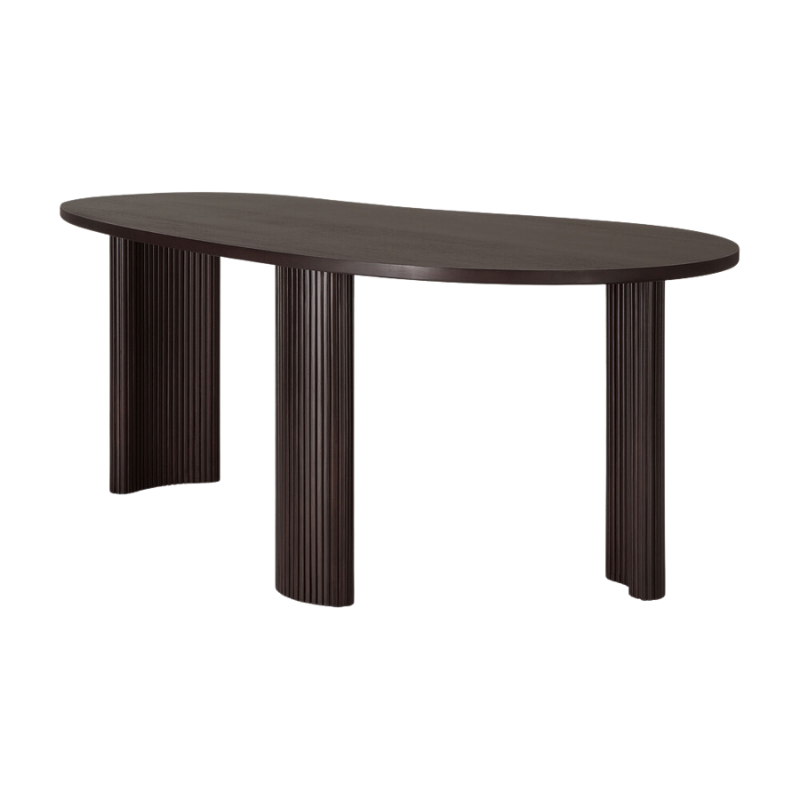 The Boomerang Desk 78.5 inches by Ethnicraft from the back.