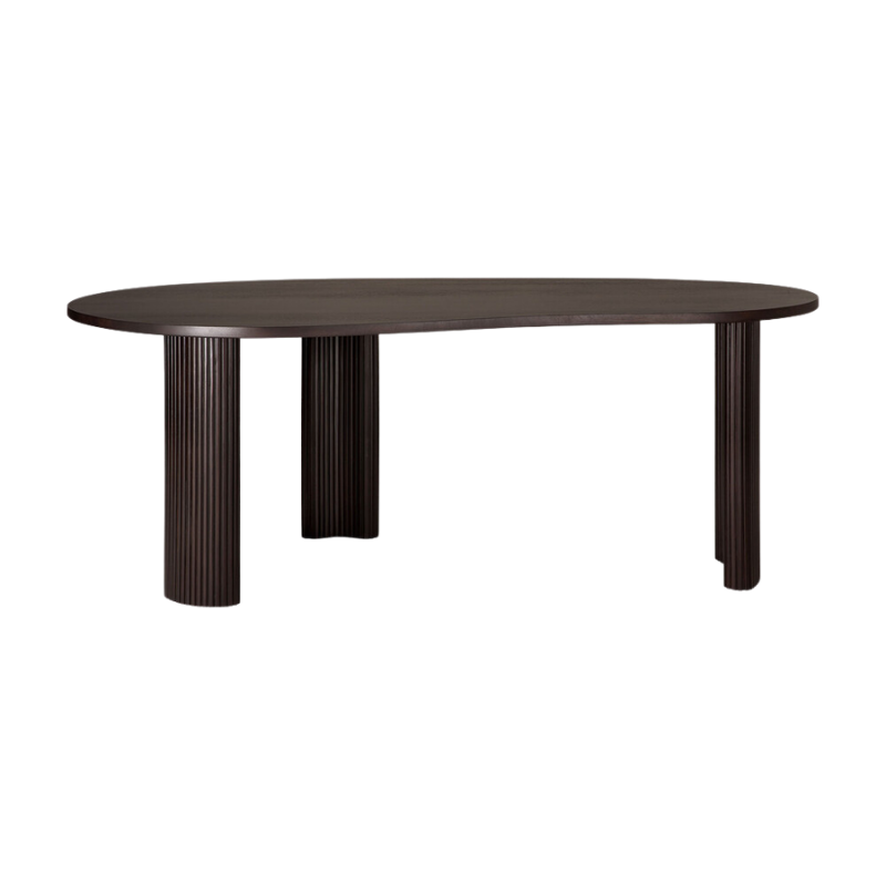 The Boomerang Desk 78.5 inches by Ethnicraft from the front.