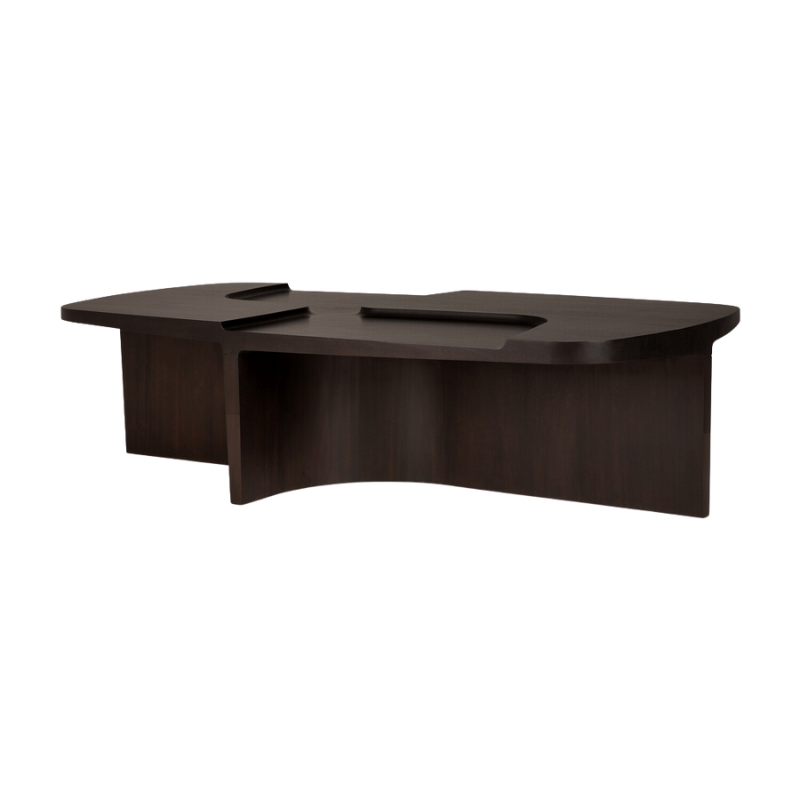 The Brutalist Rectangular Coffee Table by Ethnicraft from a side angle.