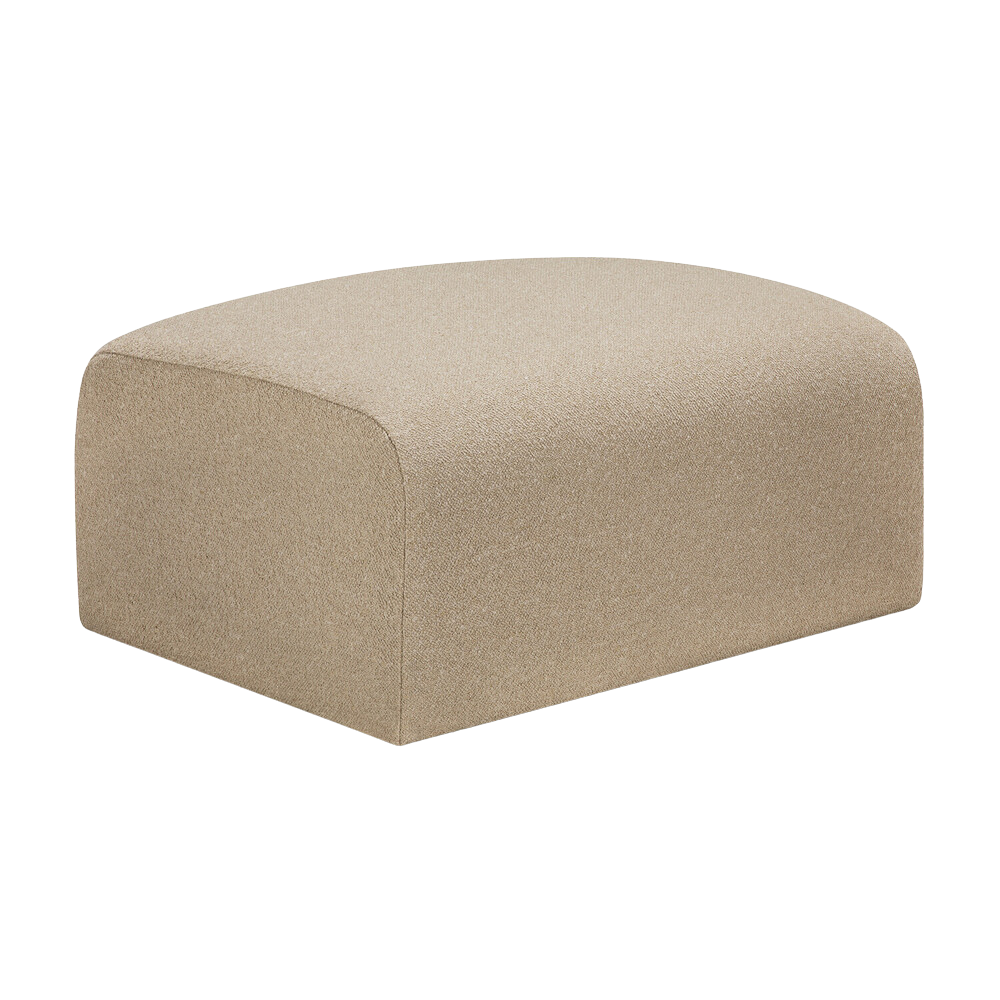 The Almond Bulky Footstool from Ethnicraft with a side angle.