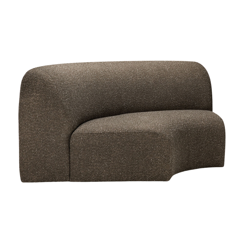 The Bulky Modular Sofa 90 Degrees Round Corner Cedar by Ethnicraft from the side angle.