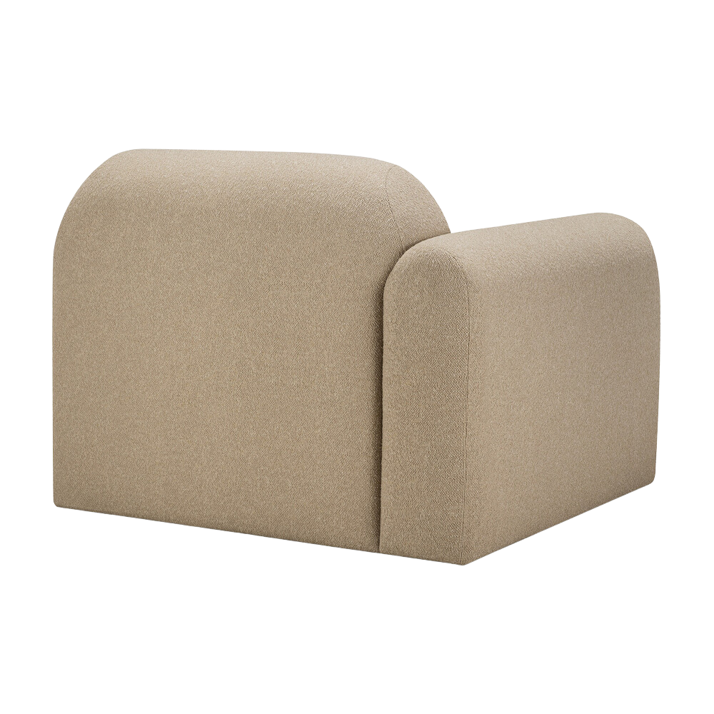 The Bulky Modular Sofa End Seater With L Arm Almond from Ethnicraft with a backside angle.