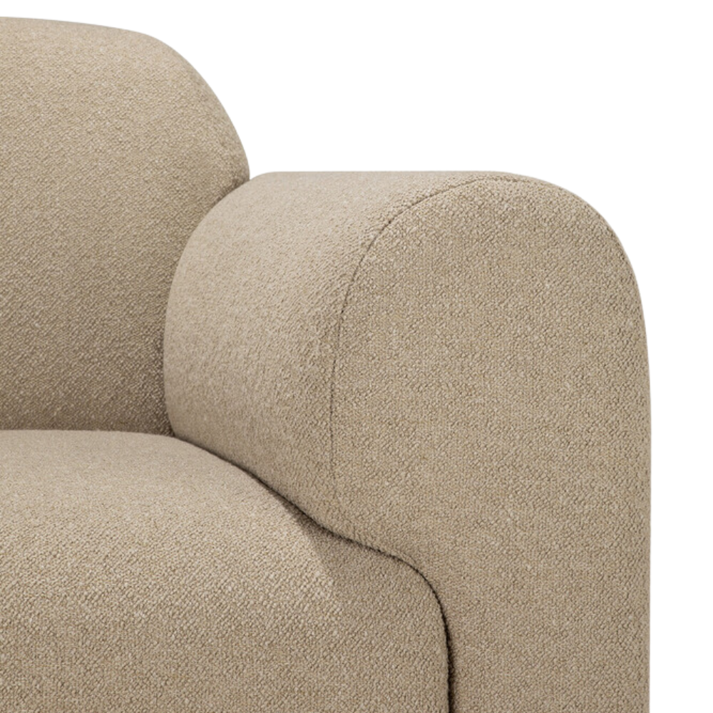 The Bulky Modular Sofa Set Square 1-2 Left Almond from Ethnicraft with armrest close up.
