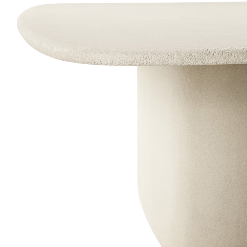 The Elements Pebble Dining Table by Ethnicraft from the top and leg in detail.
