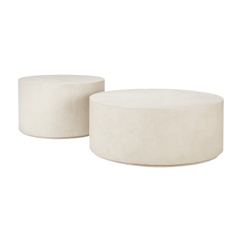 The Elements Round Coffee Table from Ethnicraft with both size options side by side. all-groups