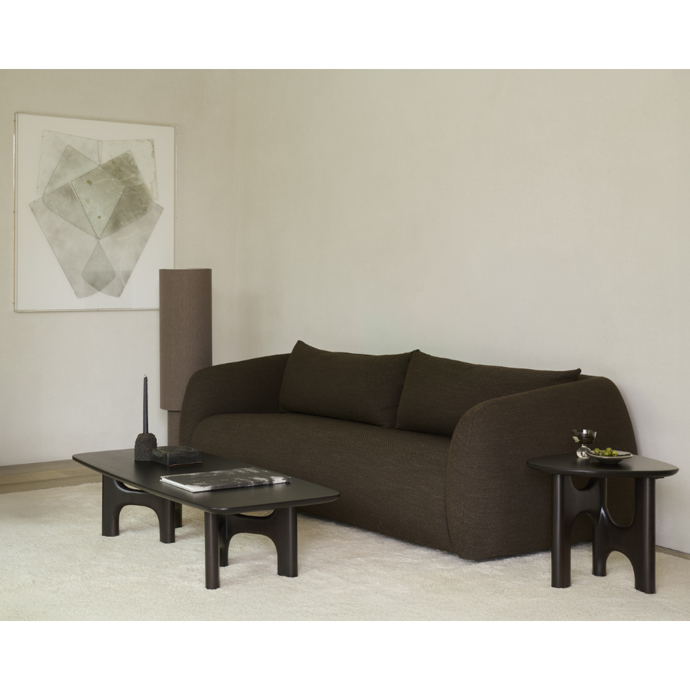 The Figur Sofa by Ethnicraft 3-seater in Chocolate in a living oom.