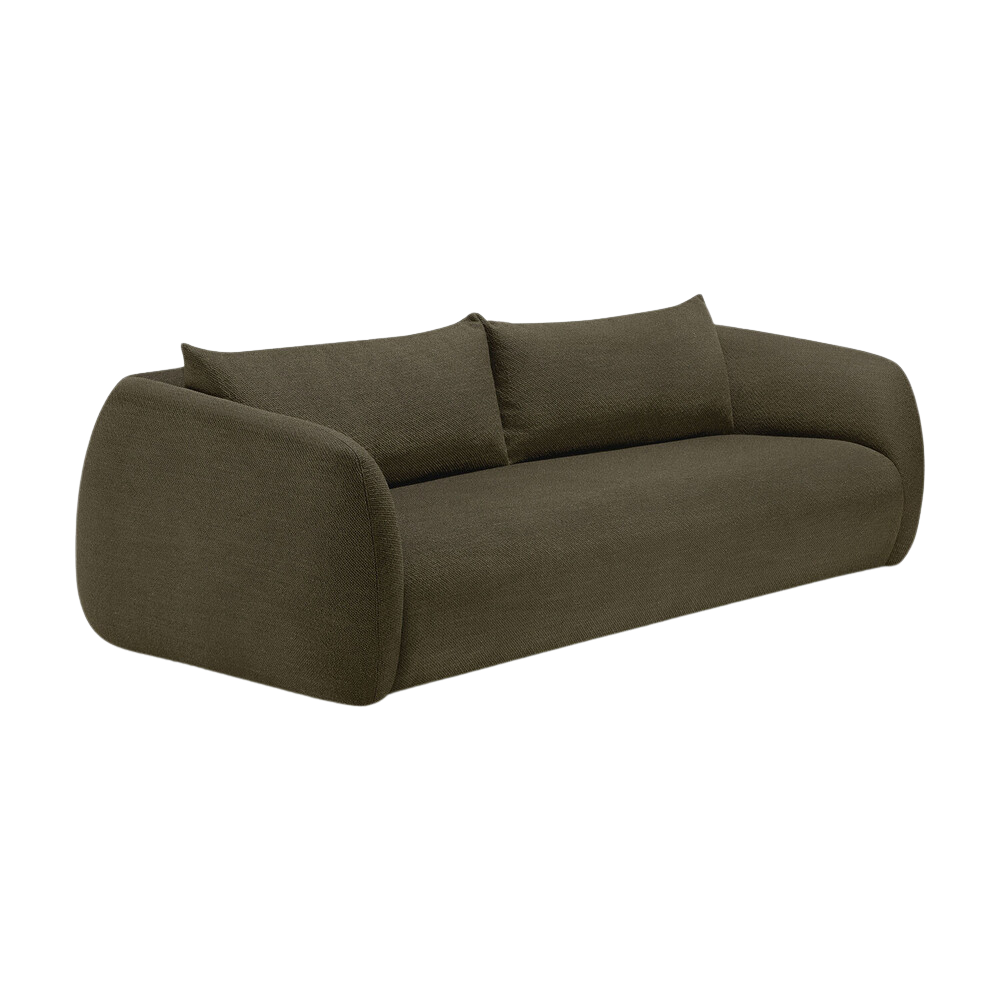 Angled view of the Figur Sofa by Ethnicraft 3-seater in Eden.