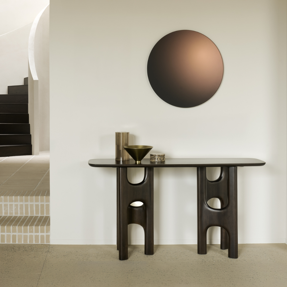 The Flow Console from Ethnicraft in a living room.
