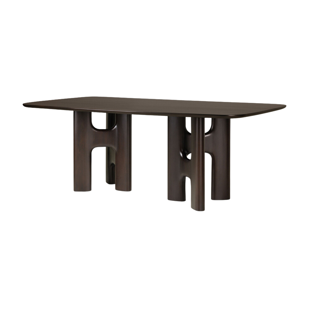 The 78.5 inch Flow Dining Table from Ethnicraft at an angle.