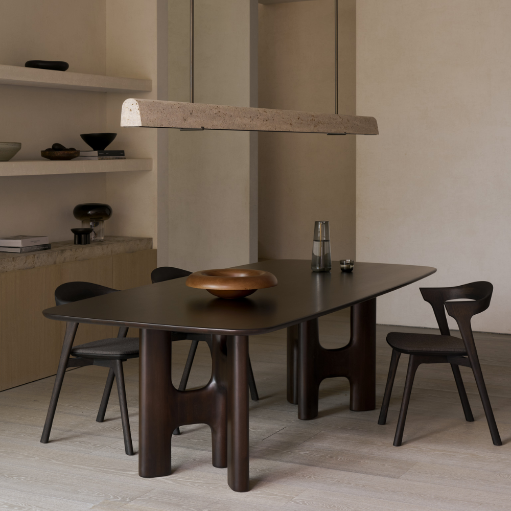The Flow Dining Table in a family dining room. all-groups