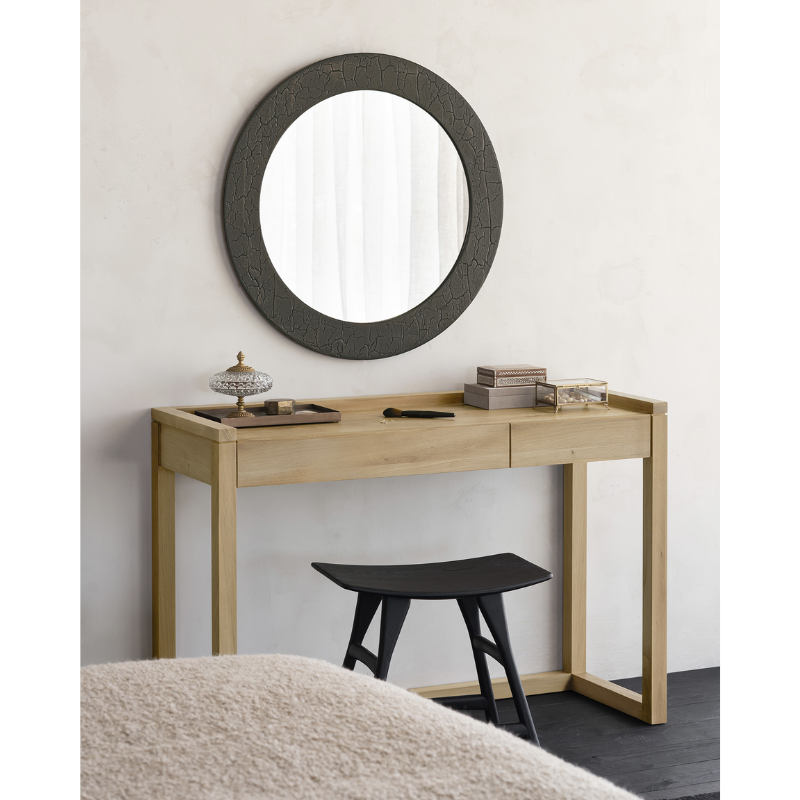 The Frame Desk from Ethnicraft in a primary bedroom.