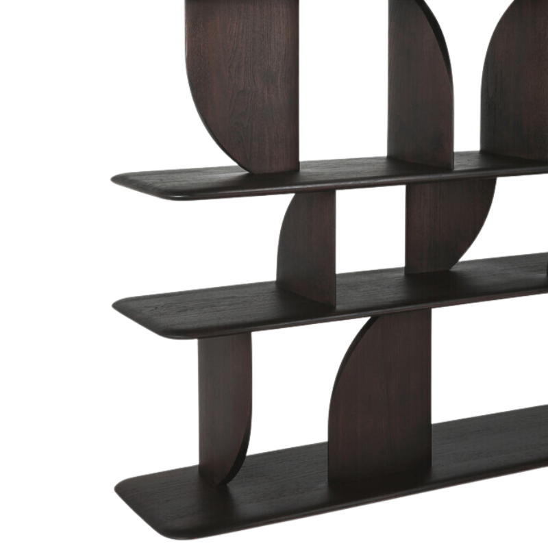 The Geometric Rack from Ethnicraft in dark brown teak base.
