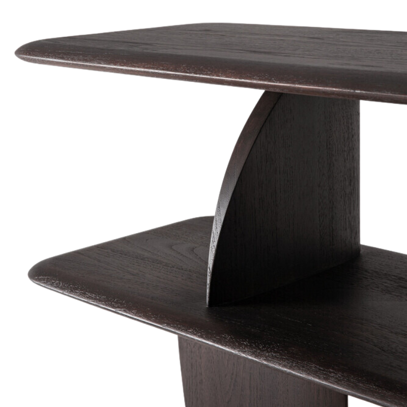 The Geometric Rack from Ethnicraft in dark brown teak shelf.