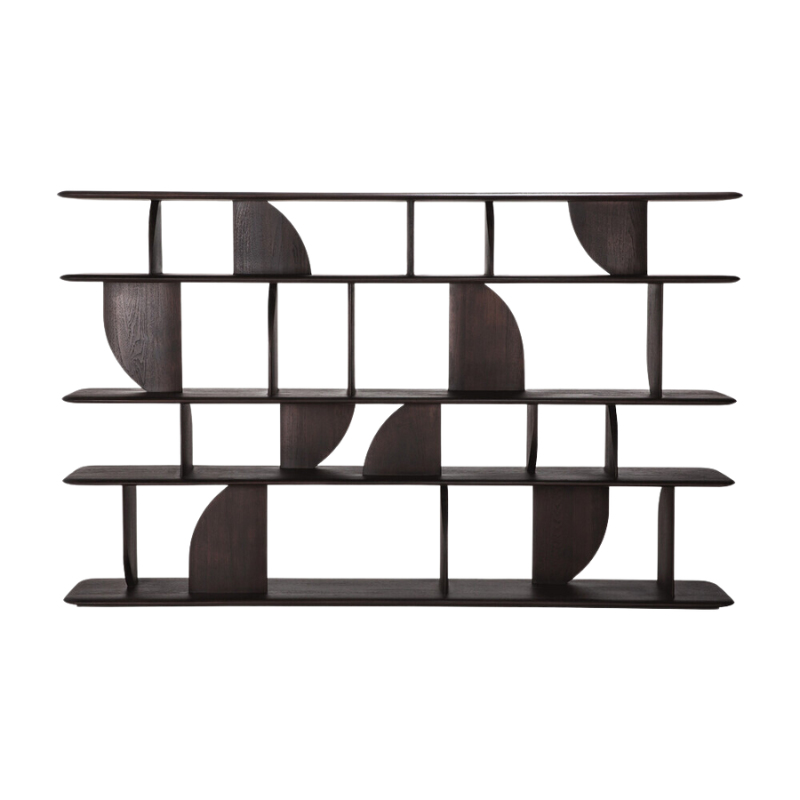 The Geometric Rack from Ethnicraft in dark brown teak.