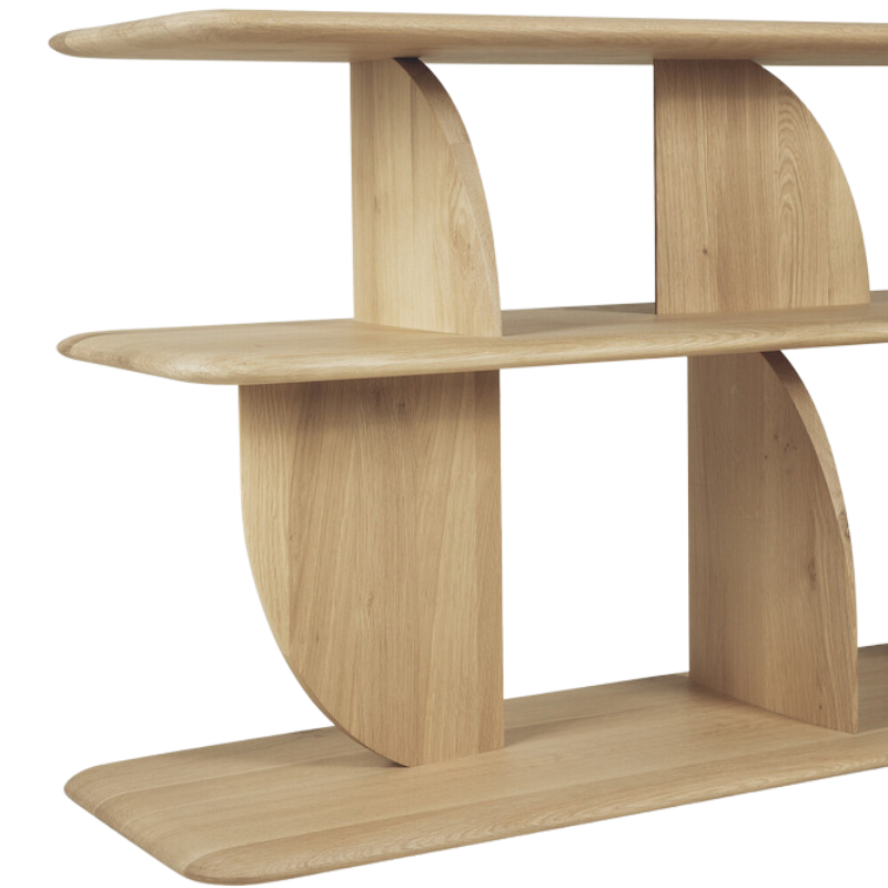 The Geometric Sofa Console from Ethnicraft in oak close up.