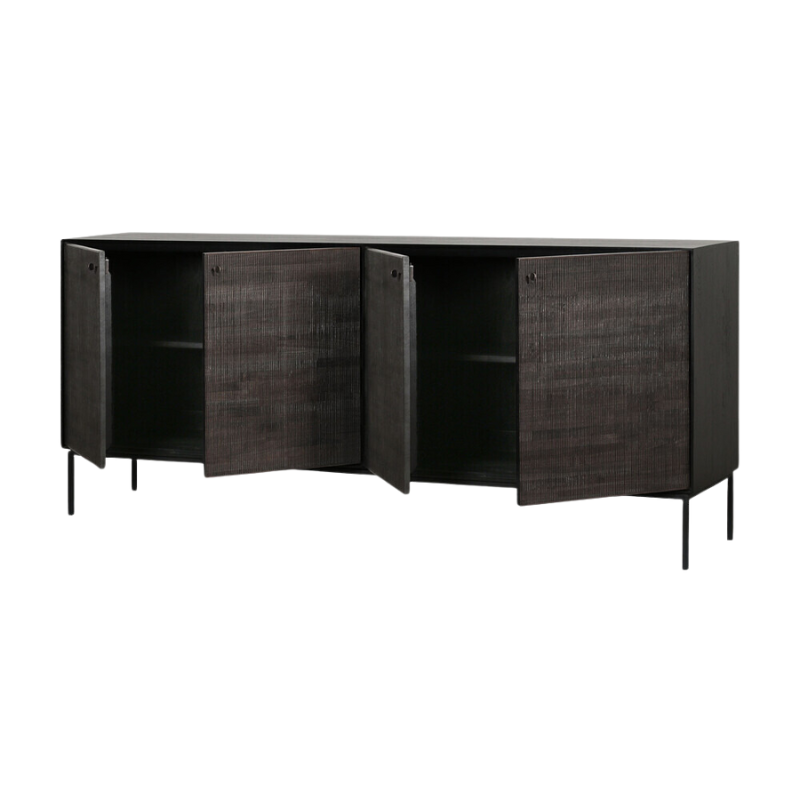 The Grooves Sideboard from Ethnicraft in 80 inch size with four open doors.