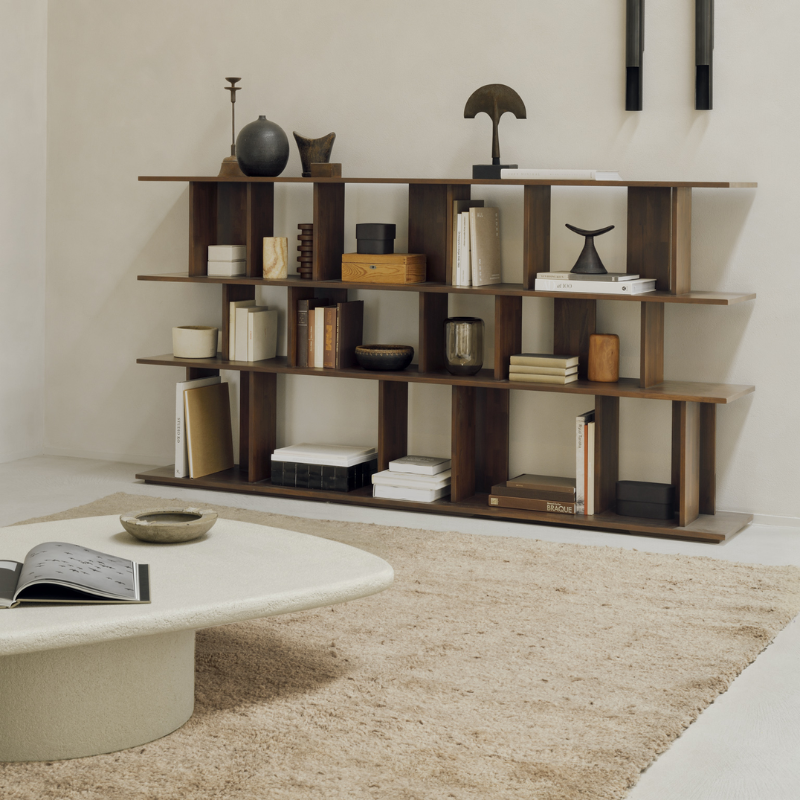 The Irregular Rack from Ethnicraft in 88 inch size in a lounge.