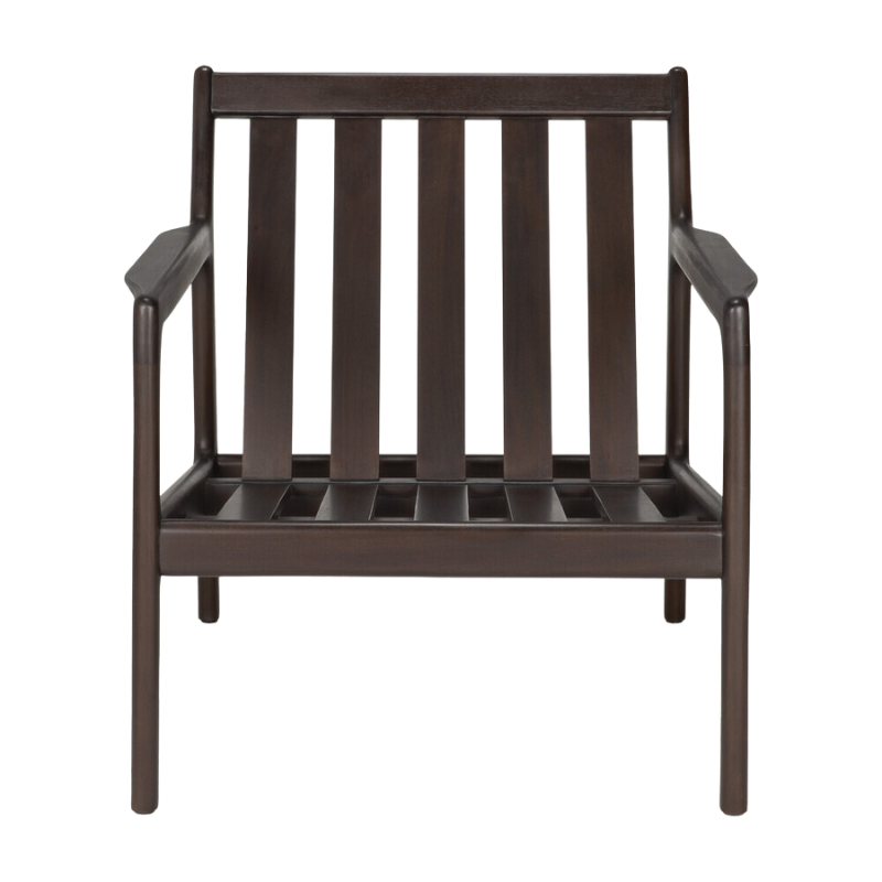 The Jack Lounge Chair from Ethnicraft without a cushion from the front.