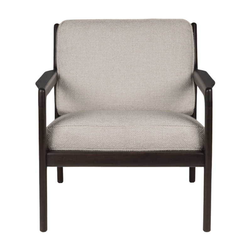 The Jack Lounge Chair from Ethnicraft with an ivory cushion from the front.