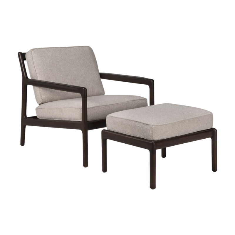The Jack Lounge Chair and Ottoman from Ethnicraft with an ivory cushion.