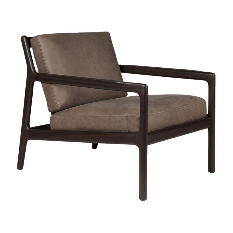 The Jack Lounge Chair from Ethnicraft with a terra nubuck leather cushion.
