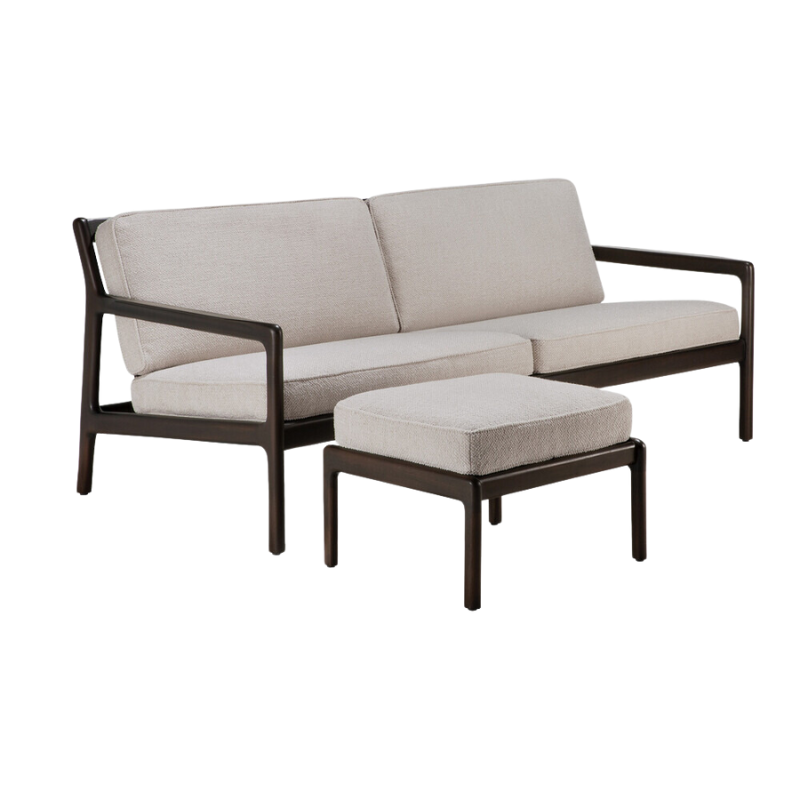 The Jack Sofa by Ethnicraft with Ivory Cushion with the Jack Ottoman.