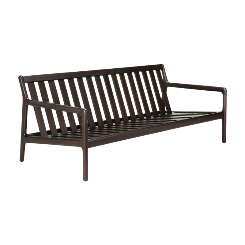The Jack Sofa by Ethnicraft without a cushion from an angle.