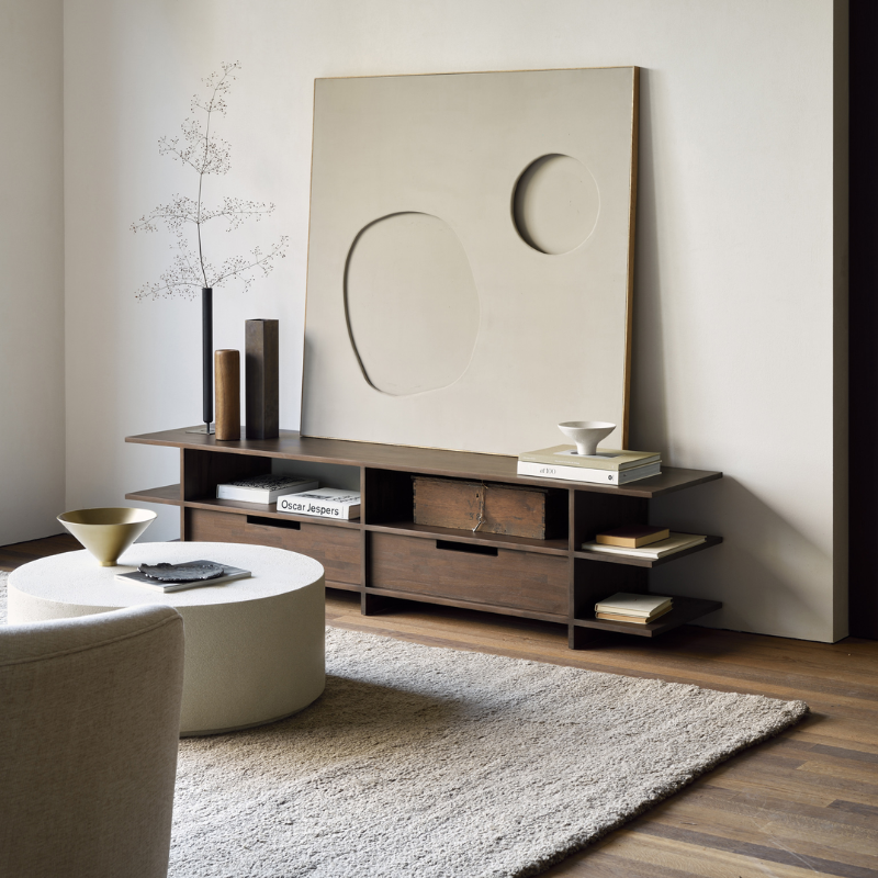 The Kabuki TV Cupboard from Ethnicraft in a living room.