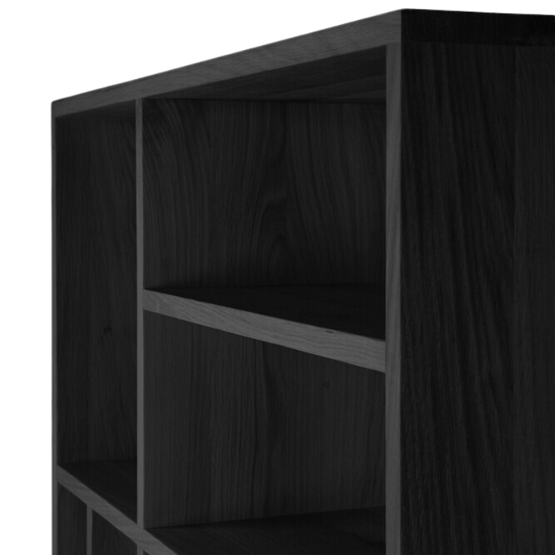 The M Rack from Ethnicraft large size in black oak corner.