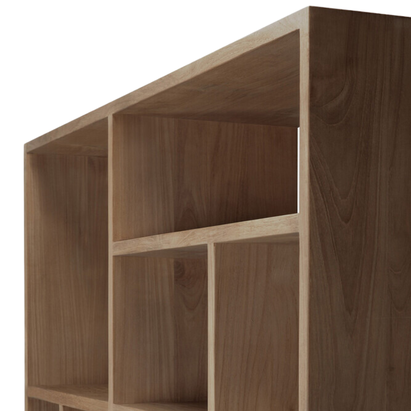 The M Rack from Ethnicraft large size in teak corner.