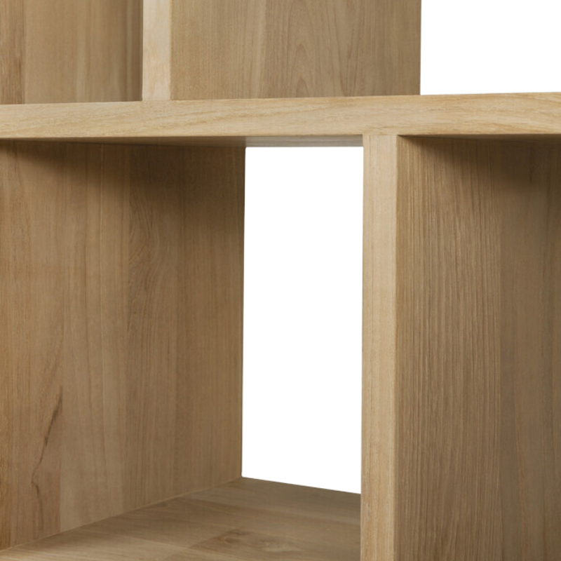 The M Rack from Ethnicraft in oak focusing on the shelving.
