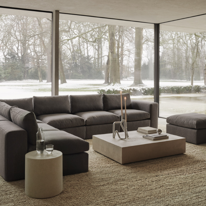 The Mellow Sofa Set Square 1-3 Granite from Ethnicraft in a living area.