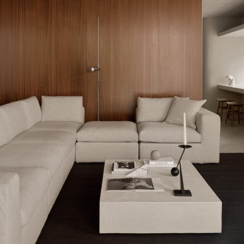 The Mellow Sofa Set Square 1-3 Ivory from Ethnicraft in a lounge.