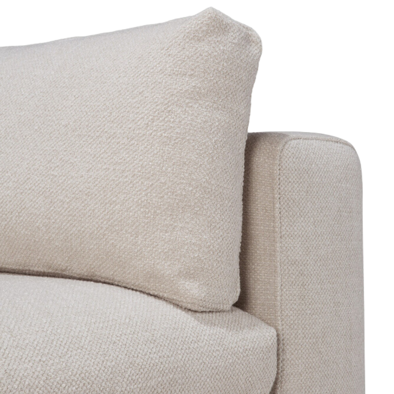 The Mellow Sofa Set, Square 2-3 Ivory Right from Ethnicraft with a close-up of the armrest.