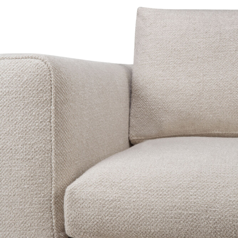 The Mellow Sofa Set Three Seater Ivory from Ethnicraft with a close-up of the armrest.