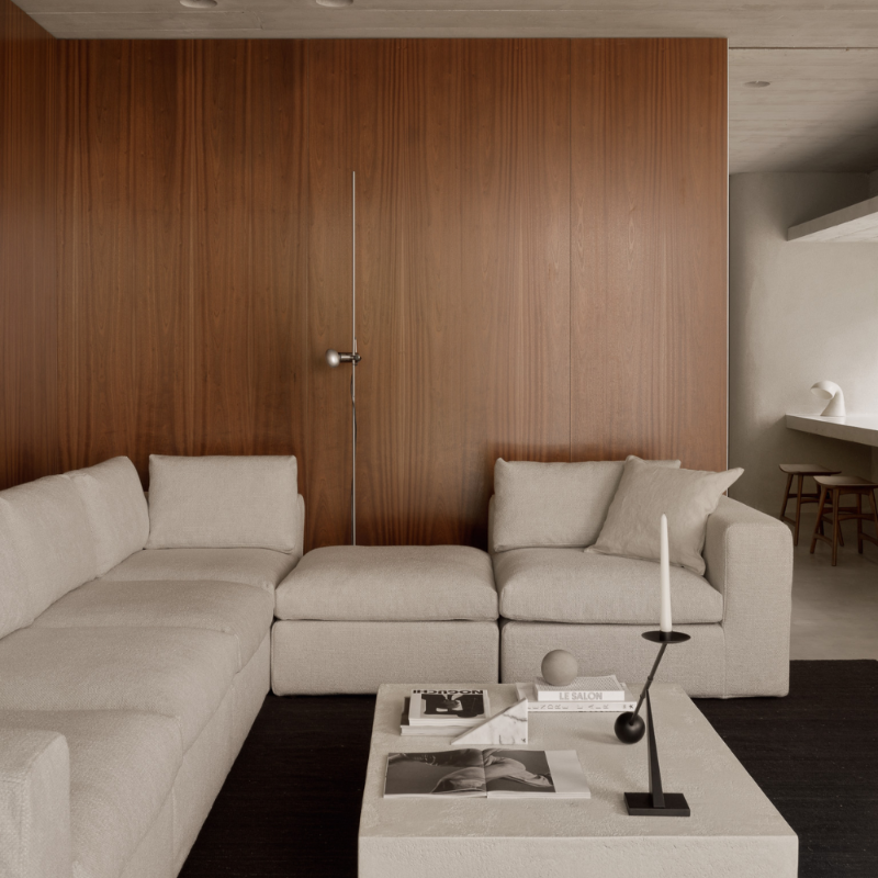 The Mellow Sofa Set Three Seater Ivory from Ethnicraft in a living room.