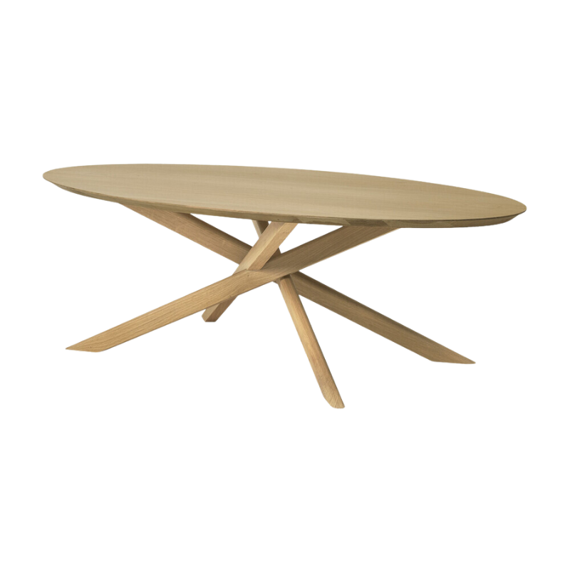 The Mikado Oval Coffee Table from Ethnicraft from the side.